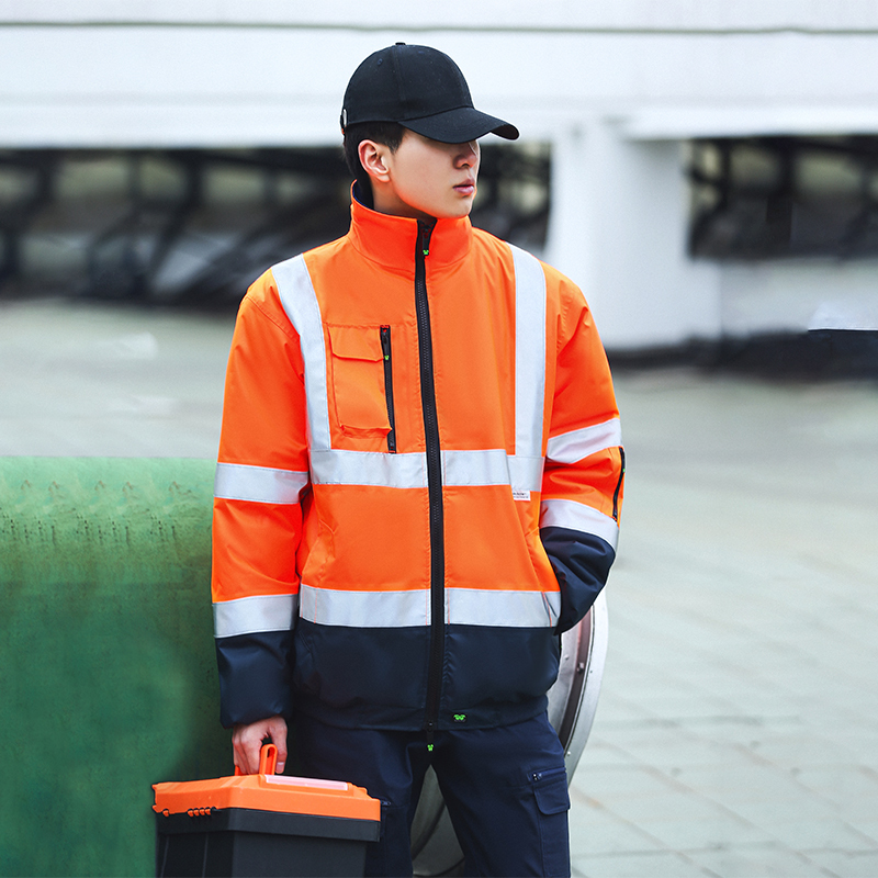 Winter Clothing Articles - 男性用冬ジャケット,3M反射ストライプ,作業服,厚手のコットンジャケット,安全服,作業服
