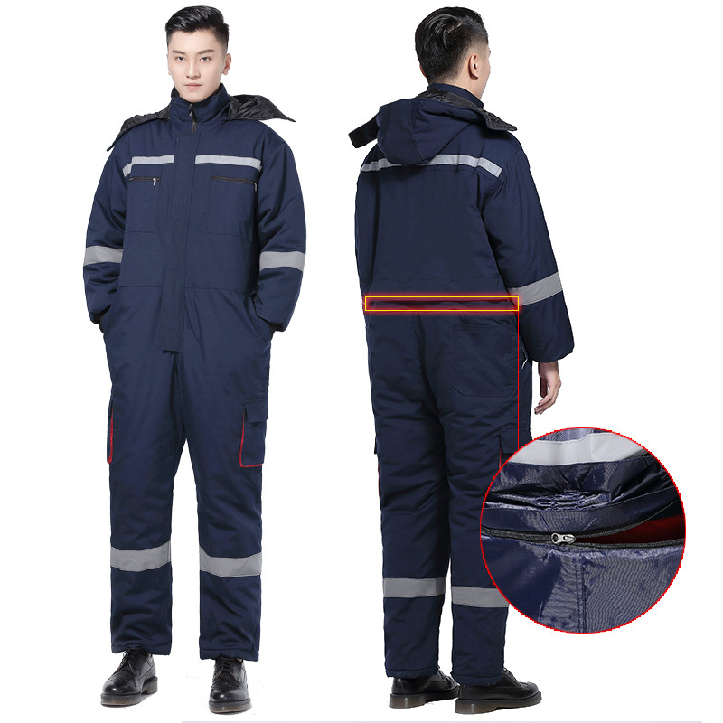 Winter Clothing Articles - 男性用の反射型作業服,防寒カバーオール,厚手のコートとパンツ,綿の安全服,冬