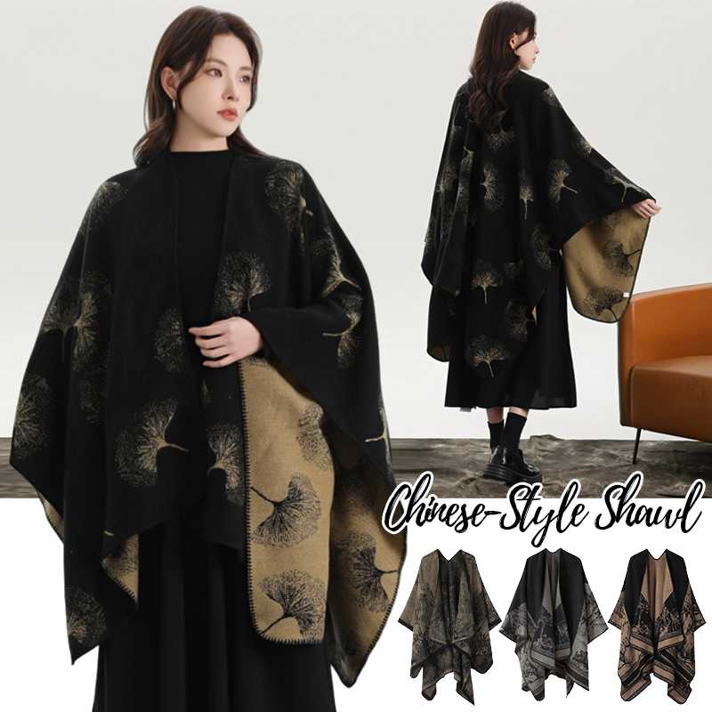 Winter Clothing Ideas For Women - プリントニットショール女性用秋冬ファッションスカーフ模造マント衣類アクセサリーホリデーギフトアイデア