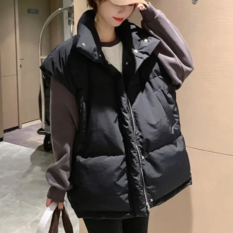 Winter Clothing Work - ソリッドカラーのジッパー付きレディースベスト、暖かくて寒い季節に最適なレディース中綿入りコットンジレ、冬服、エレガントで普段使いにもカジュアルな着こなしに。