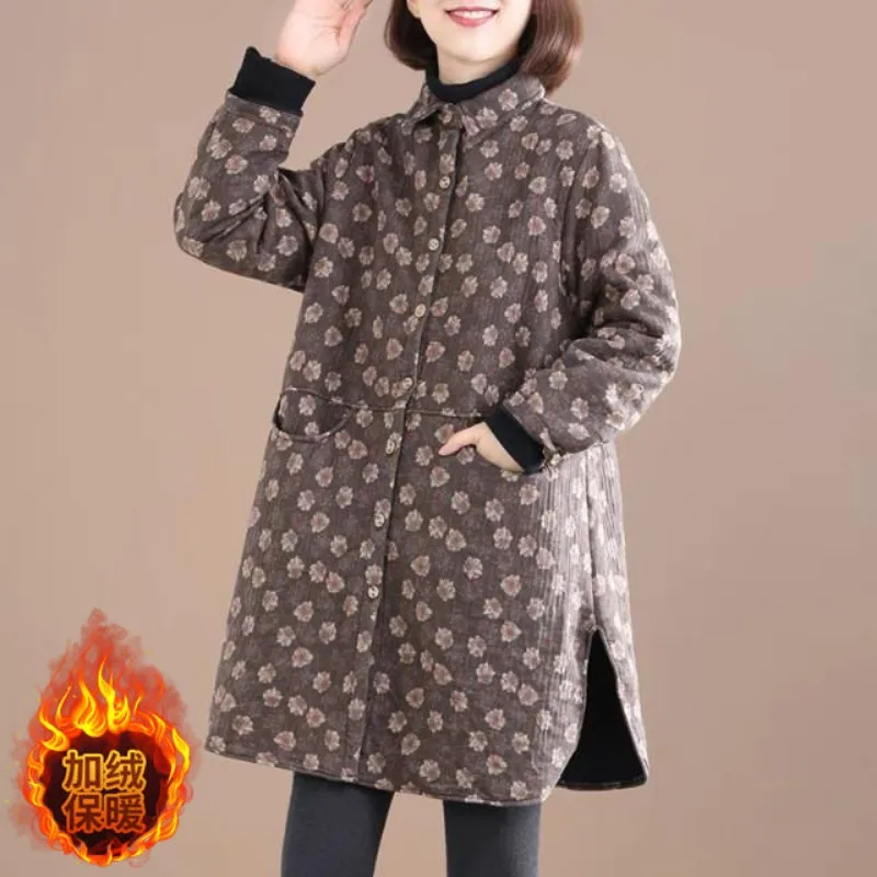 Winter Clothing Trends - 女性用シングルブレストフリースコート,ヴィンテージフローラルプリント,暖かいパーカー,婦人服,春,秋,トレンド,新作