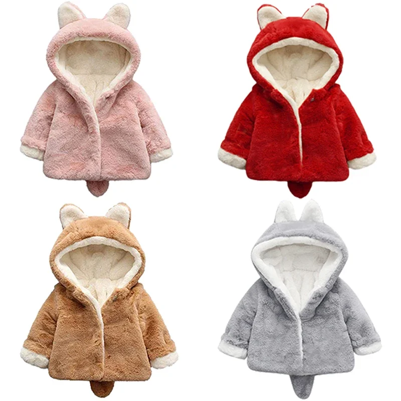 Winter Clothing For Toddlers - かわいい猫の耳が付いたベビージャケット,小さな女の子のためのフード付きコート,暖かい服,冬