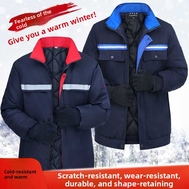 Winter Clothing Work - Thiened 冬作業服綿ジャケット反射ストリップ自動車修理保温断熱メンテナンス労働保護服