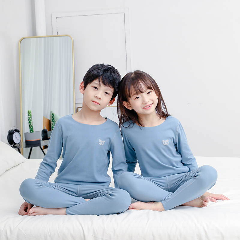 Winter Clothing For Toddlers - 2 ピース子供の秋と冬の無地の秋の服とズボンスーツ男の子と女の子の快適なサーマル下着