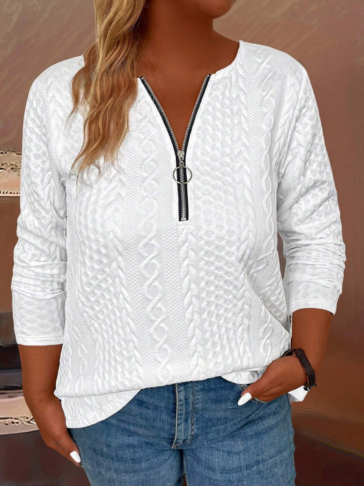 Winter Clothing Trends - 婦人服秋/春 Tシャツハーフジッパー服女性のための女性のトレンド Tシャツプラスサイズ長袖 Tシャツ女性