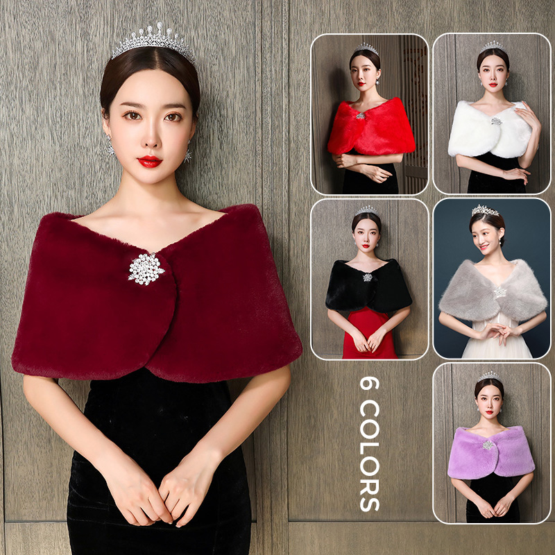 Winter Clothing Color - 女性ブライダルショールの結婚式の岬冬暖かいボレロマントコートジャケットイブニングパーティーブライダルショールラップ