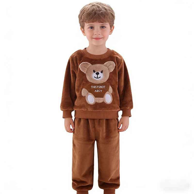 Winter Clothing For Toddlers - 新しい冬の赤ちゃん女の子男の子ホームウェアセット秋のファッションフランネルフリース服子供漫画クマパジャマ子供パジャマ 2 個