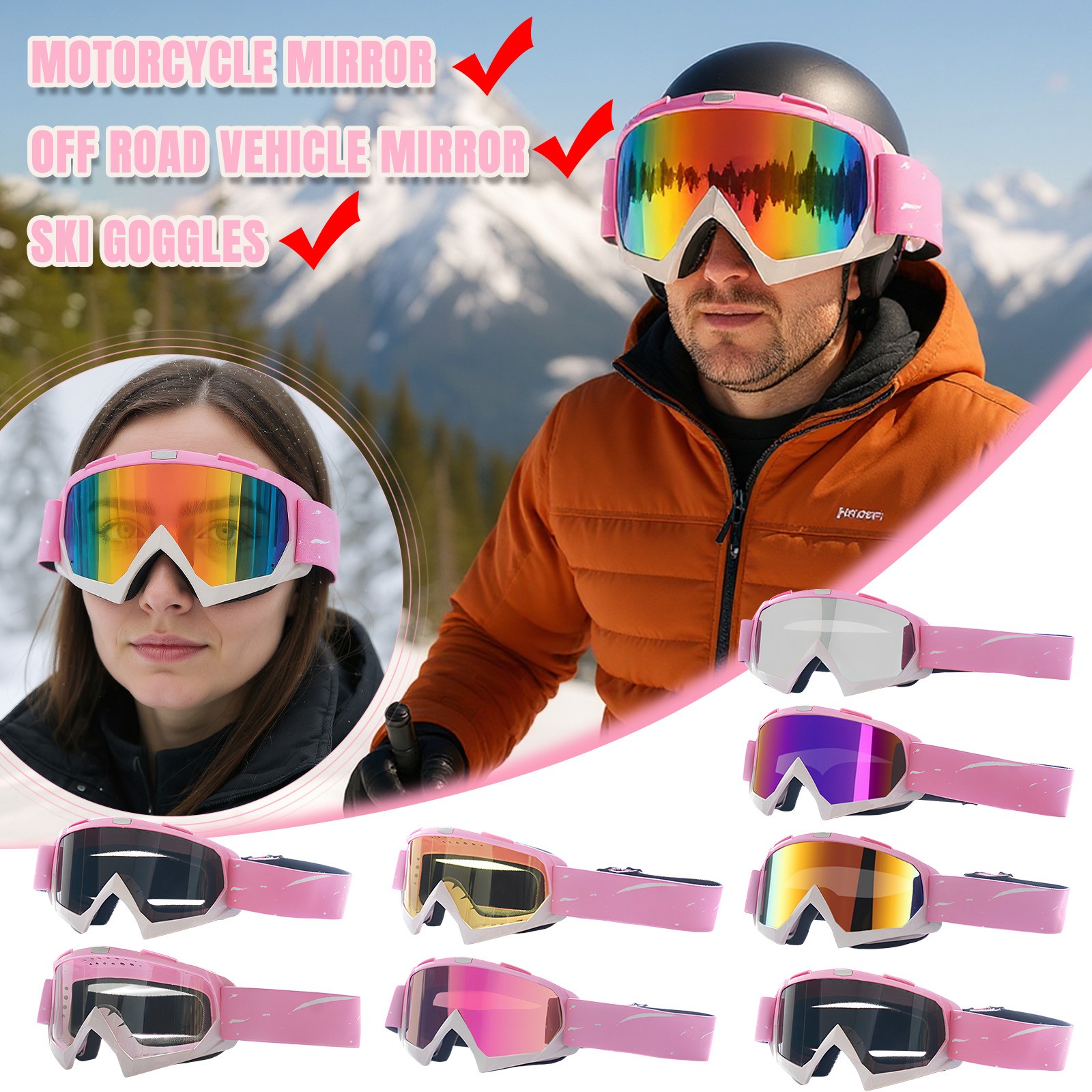 Snow Goggle Uv - 防風・防雪・UVカット・防曇 スキーゴーグル スキーマスク タクティカルゴーグル サングラス