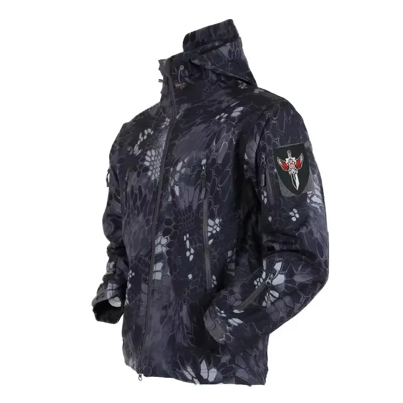 Windproof Jacket Softshell - 5XL 6XL CP 迷彩ソフトシェルアサルト、アウトドアスポーツ狩猟に最適、防水性と防風性のウールとフリースジャケット