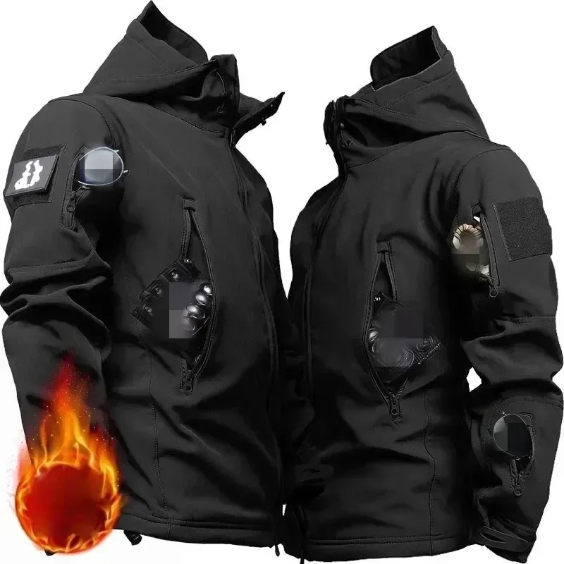 新しいハイキングジャケット秋メンズ迷彩フリースジャケット戦術 - Windproof Jacket Softshell のレビューと価格