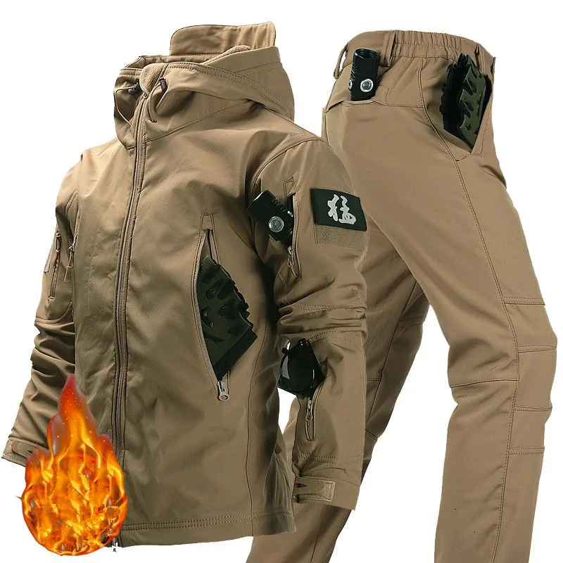 メンズアウトドアソフトシェルジャケット冬用フリース暖かい防水 - Windproof Jacket Softshell のレビューと価格