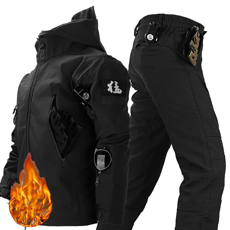 メンズアウトドアソフトシェルジャケット冬用フリース暖かい防水 - Windproof Jacket Softshell のレビューと価格