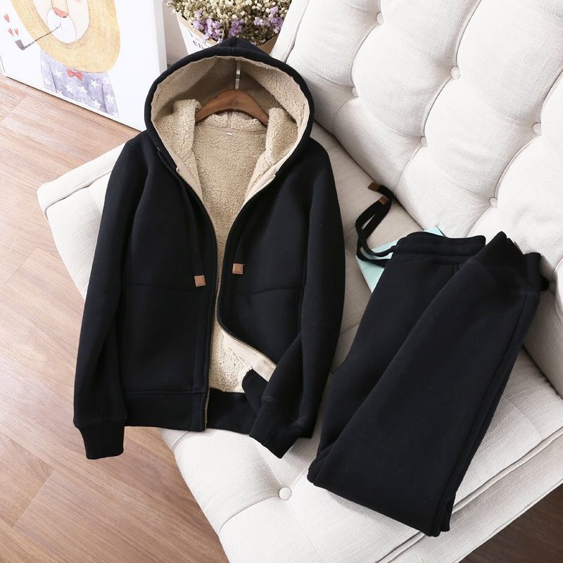秋冬トレーナースウェットパンツツーピーススーツ女性フリース厚 - Winter Clothing Sales のレビューと価格