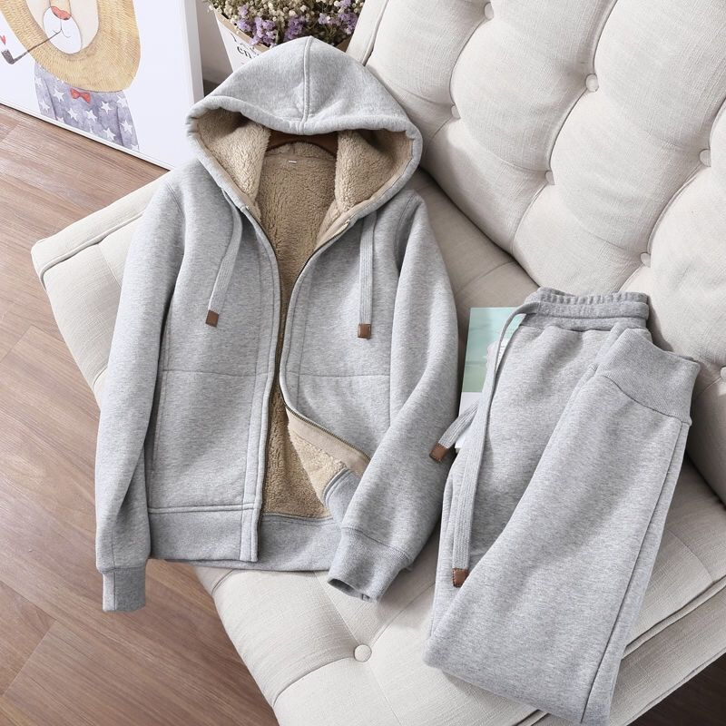 秋冬トレーナースウェットパンツツーピーススーツ女性フリース厚 - Winter Clothing Sales のレビューと価格