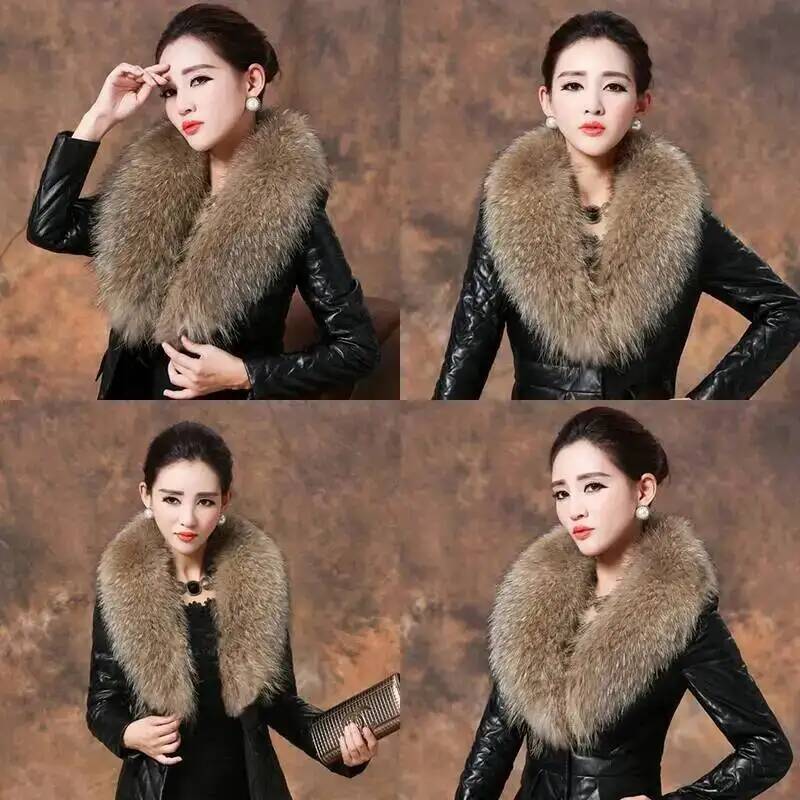 天然アライグマの毛皮の襟,女性用,本物の毛皮のスカーフ,豪華 - Winter Clothing Color のレビューと価格