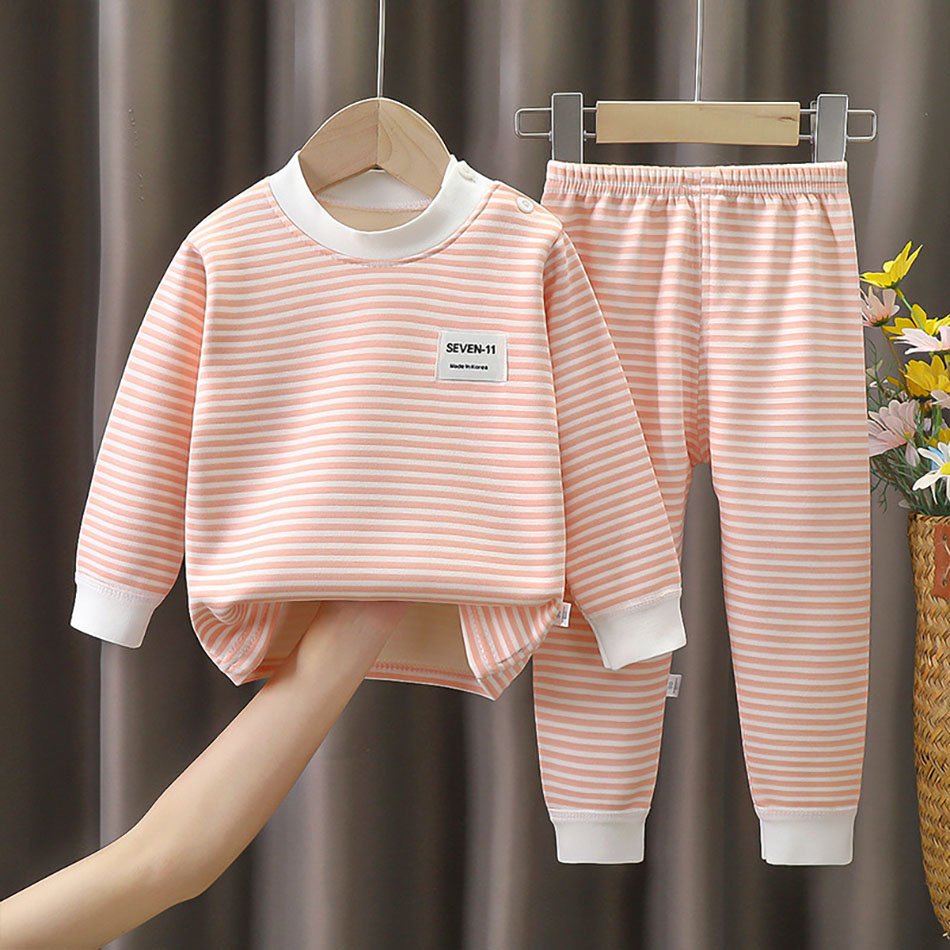 フリース裏地付きベビー服セット 暖かいストライプ柄下着 パジ - Winter Clothing For Toddlers のレビューと価格