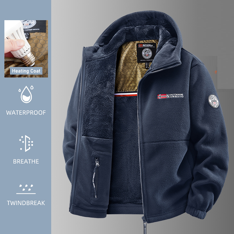男性加熱ジャケット冬ポーラーフリースジャケット男性サーマルフ - Windproof Jacket Softshell のレビューと価格