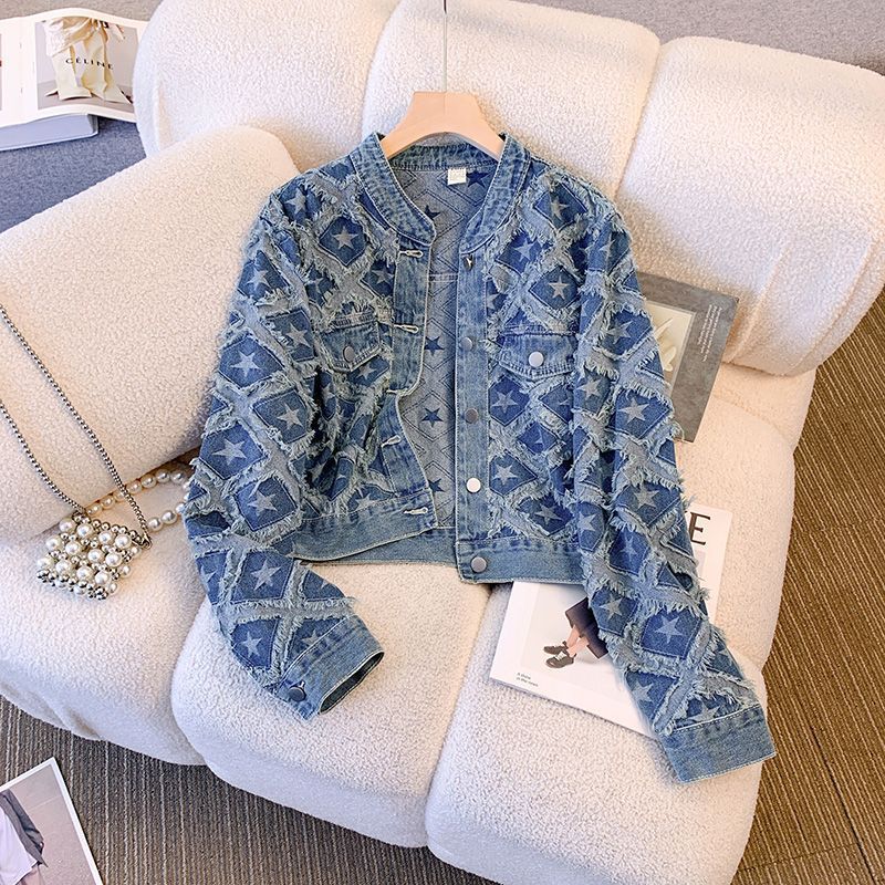 レディースデニムコート ラウンドネックジャケット Y2K ス - Winter Clothing Work のレビューと価格