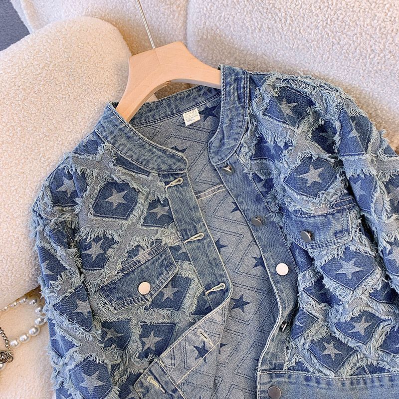 レディースデニムコート ラウンドネックジャケット Y2K ス - Winter Clothing Work のレビューと価格