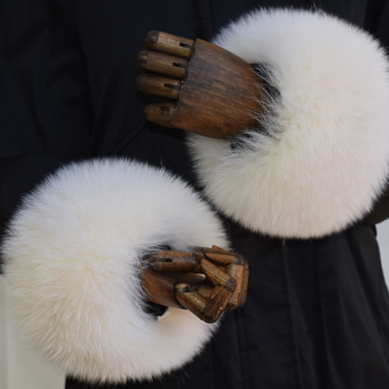 キツネの毛皮の袖口女性のための全体革スリーブサークル天然毛皮 - Winter Clothing Color のレビューと価格