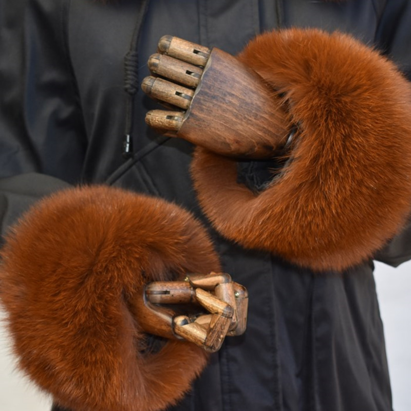 キツネの毛皮の袖口女性のための全体革スリーブサークル天然毛皮 - Winter Clothing Color のレビューと価格