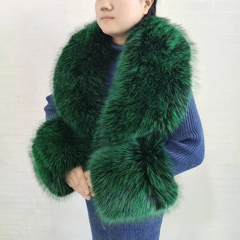 大きな女性用フェイクフォックスファースカーフ、冬用ジャケット - Winter Clothing Color のレビューと価格