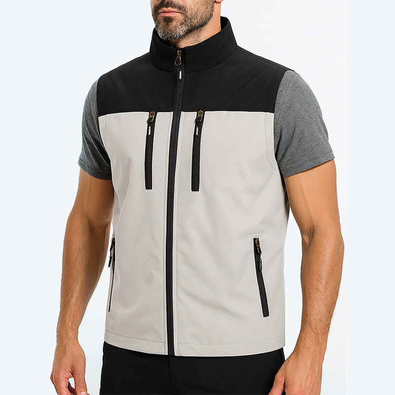 メンズ軽量ソフトシェルベスト ジッパーポケット付き 防風 ノ - Windproof Jacket Softshell のレビューと価格