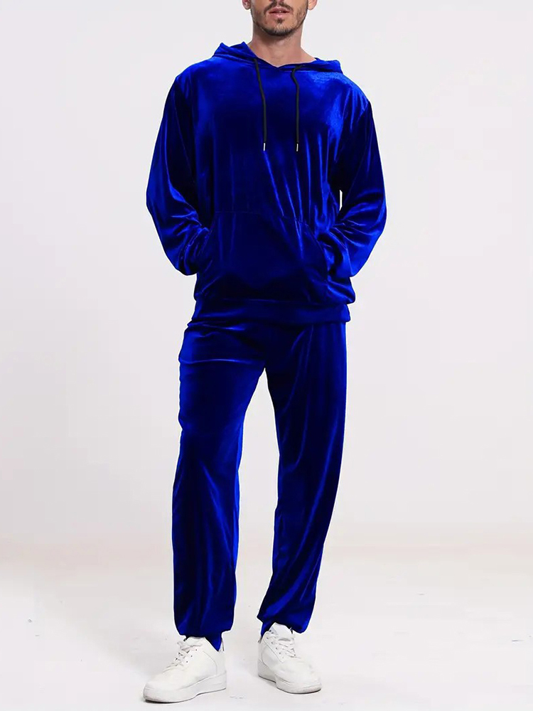 ファッション無地ベルベットツーピースセット メンズ秋冬カジュ - Winter Clothing Color のレビューと価格