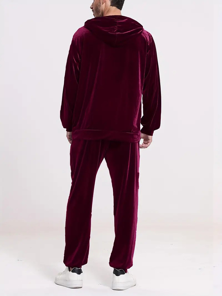 ファッション無地ベルベットツーピースセット メンズ秋冬カジュ - Winter Clothing Color のレビューと価格