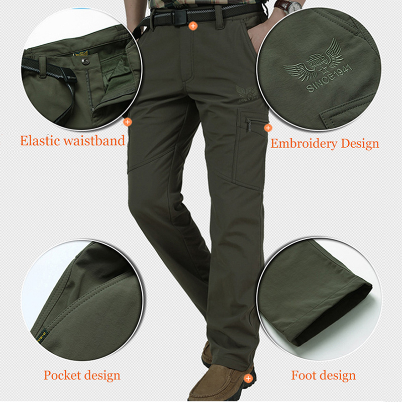 男性用防水フリース裏地付きカーゴパンツ、伸縮性のある戦術パン - Winter Clothing Work のレビューと価格