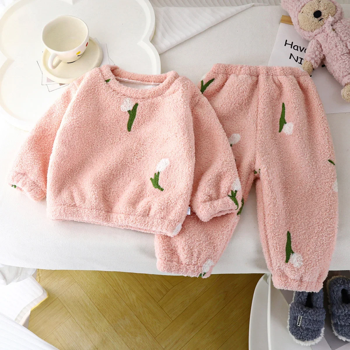 子供のための厚くて暖かいフリースのパジャマ,かわいい漫画の服 - Winter Clothing For Toddlers のレビューと価格