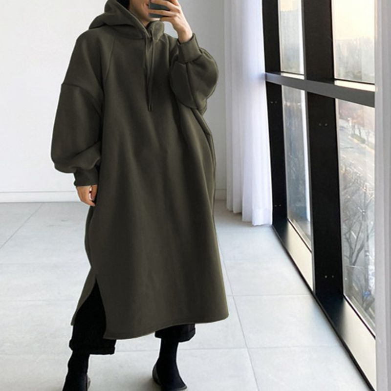秋冬150KGレディースプラスサイズロングレジャーフード付き - Winter Clothing Color のレビューと価格