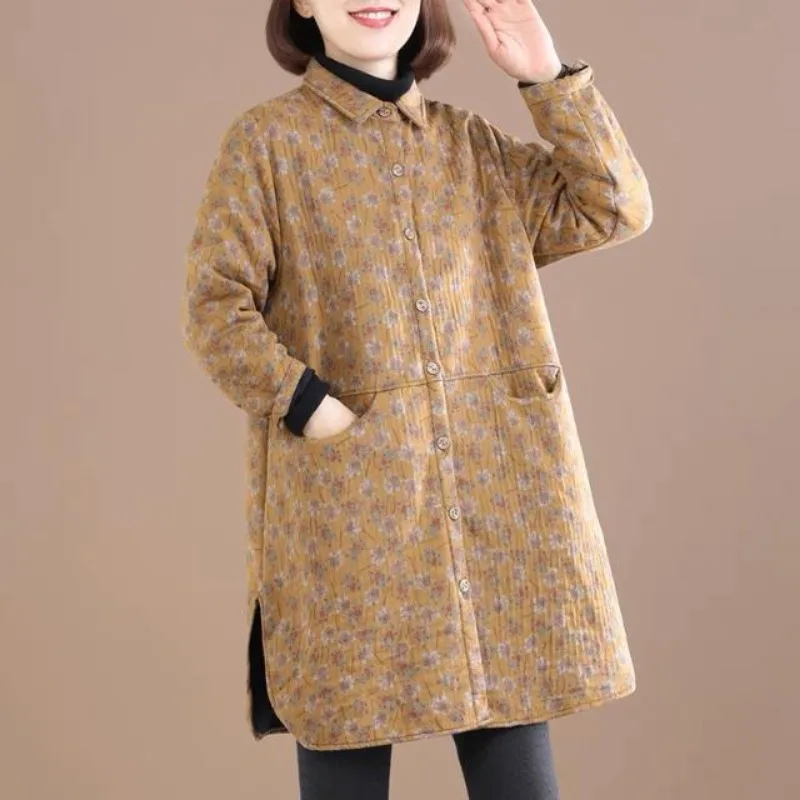 女性用シングルブレストフリースコート,ヴィンテージフローラル - Winter Clothing Trends のレビューと価格