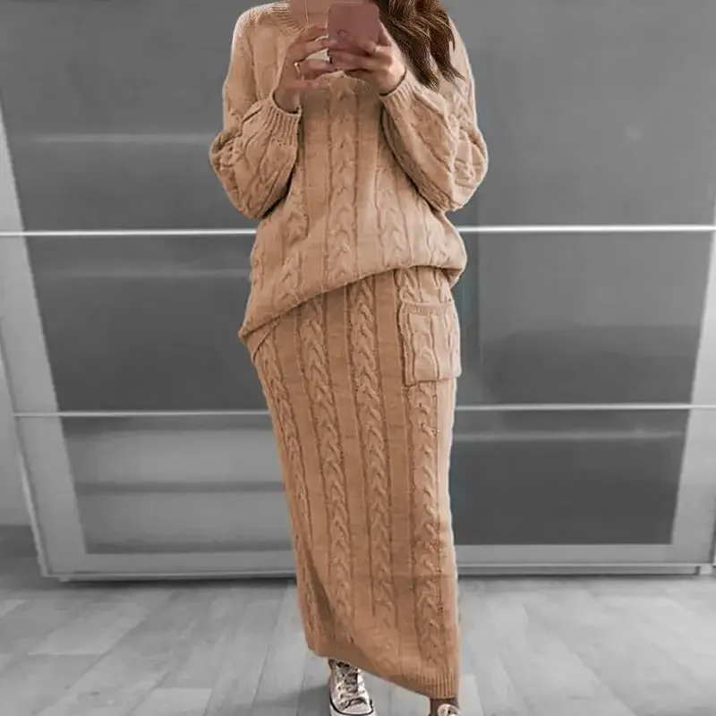 セーター女性セット秋と冬のツーピースセット女性 O ネックニ - Winter Clothing Sales のレビューと価格