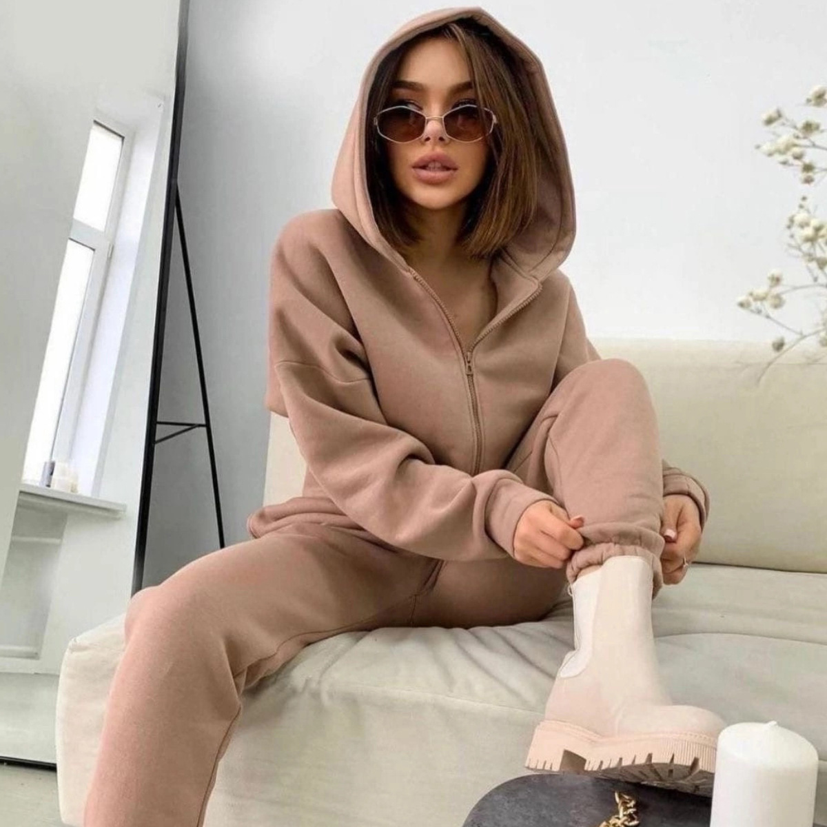 女性用ジッパー付きツーピースセット,フード付きコートとパンツ - Winter Clothing Sales のレビューと価格