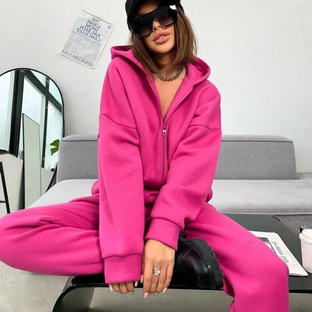 女性用ジッパー付きツーピースセット,フード付きコートとパンツ - Winter Clothing Sales のレビューと価格