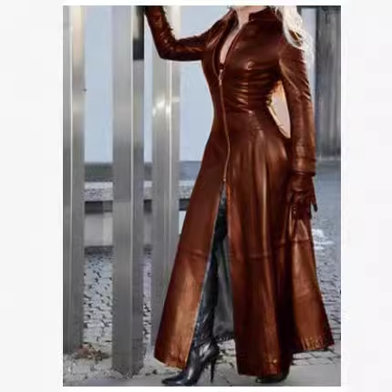 プラスサイズスリムフィットジッパーカラーPUレザージャケット - Winter Clothing Color のレビューと価格