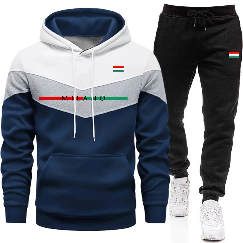 高品質のトラックスーツ男性用カジュアルトリカラースプライスス - Winter Clothing Color のレビューと価格