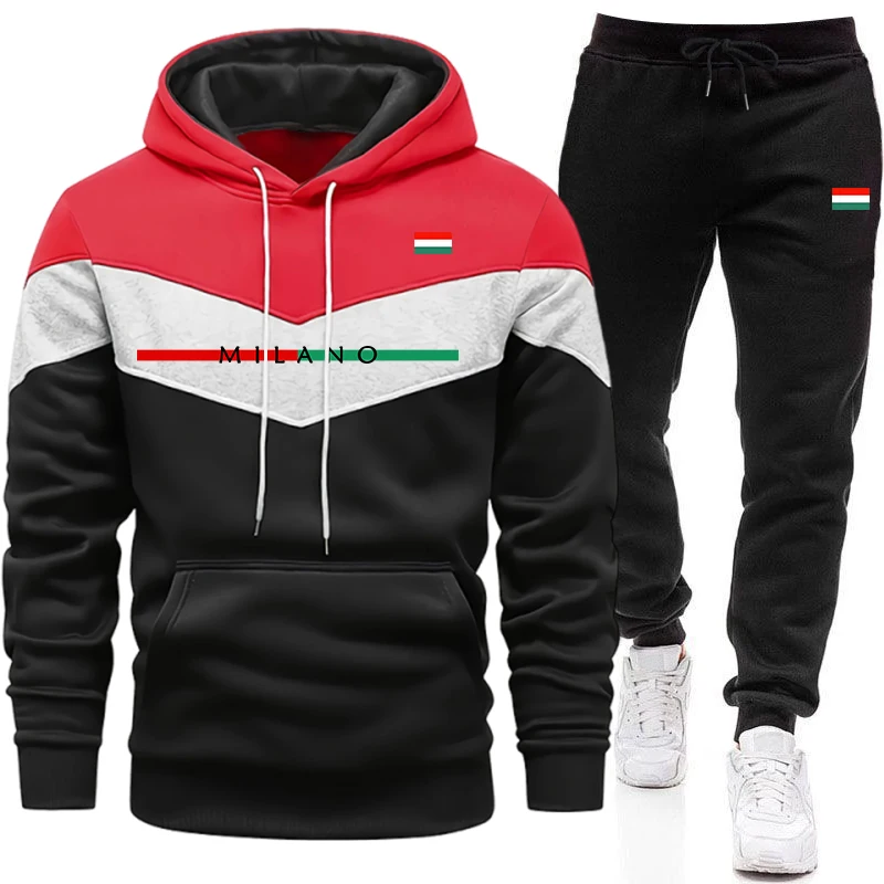 高品質のトラックスーツ男性用カジュアルトリカラースプライスス - Winter Clothing Color のレビューと価格