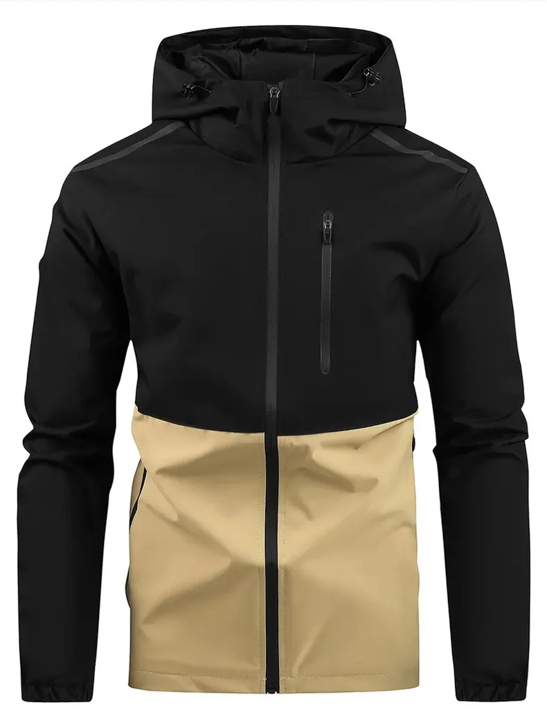 カラーブロックフード付き防水ハイキングジャケット男性用アウト - Windproof Jacket Softshell のレビューと価格
