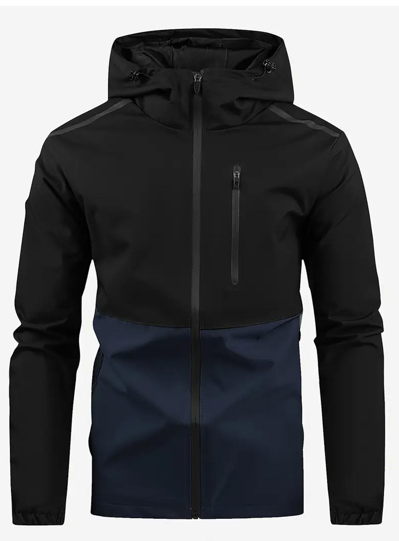カラーブロックフード付き防水ハイキングジャケット男性用アウト - Windproof Jacket Softshell のレビューと価格