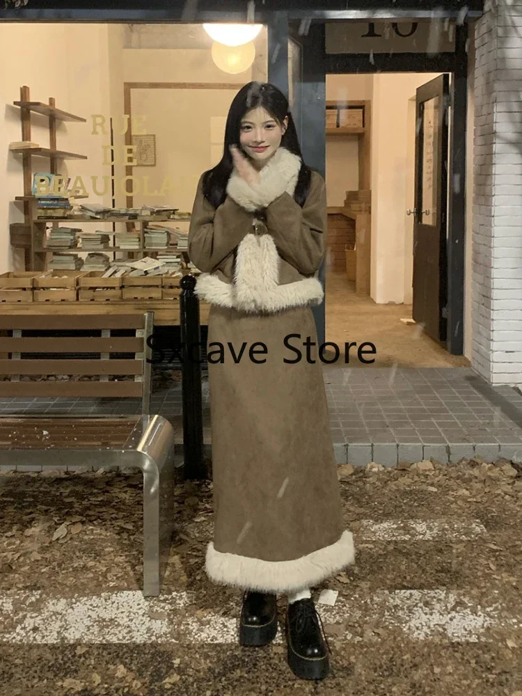 秋のレトロ風フェイクファー2ピーススカートセット レディース - Winter Clothing Sales のレビューと価格