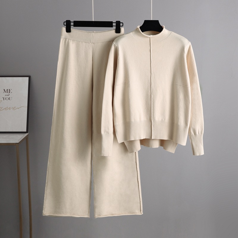 女性用ハーフハイカラーニットトラックスーツ、単色プルオーバー - Winter Clothing Sales のレビューと価格