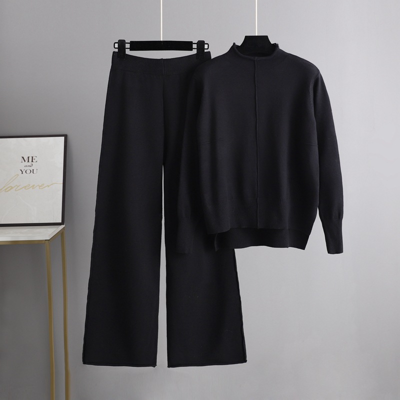 女性用ハーフハイカラーニットトラックスーツ、単色プルオーバー - Winter Clothing Sales のレビューと価格
