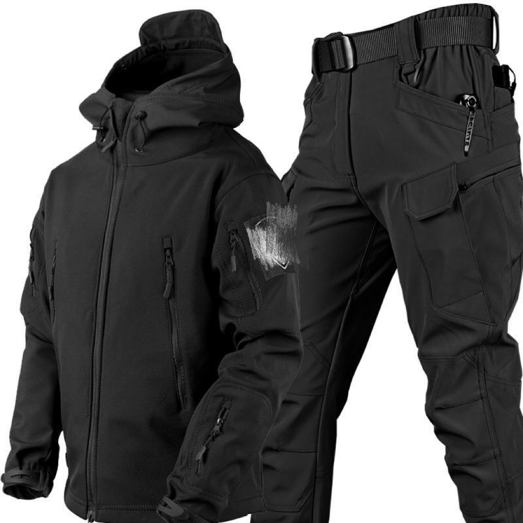 屋外防水防風ソフトシェルシャークスキンジャケットとパンツ戦術 - Windproof Jacket Softshell のレビューと価格